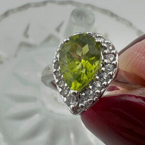 Annabella Peridot & White Topaz Ring 925 Sterling Silver Cert of Authenticity